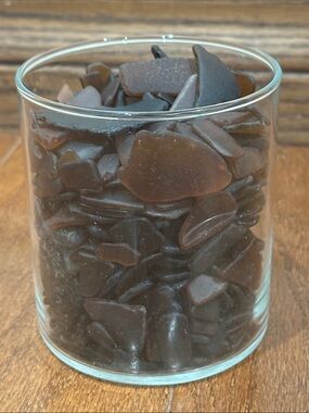 Brown Seaglass Lot in glass vase